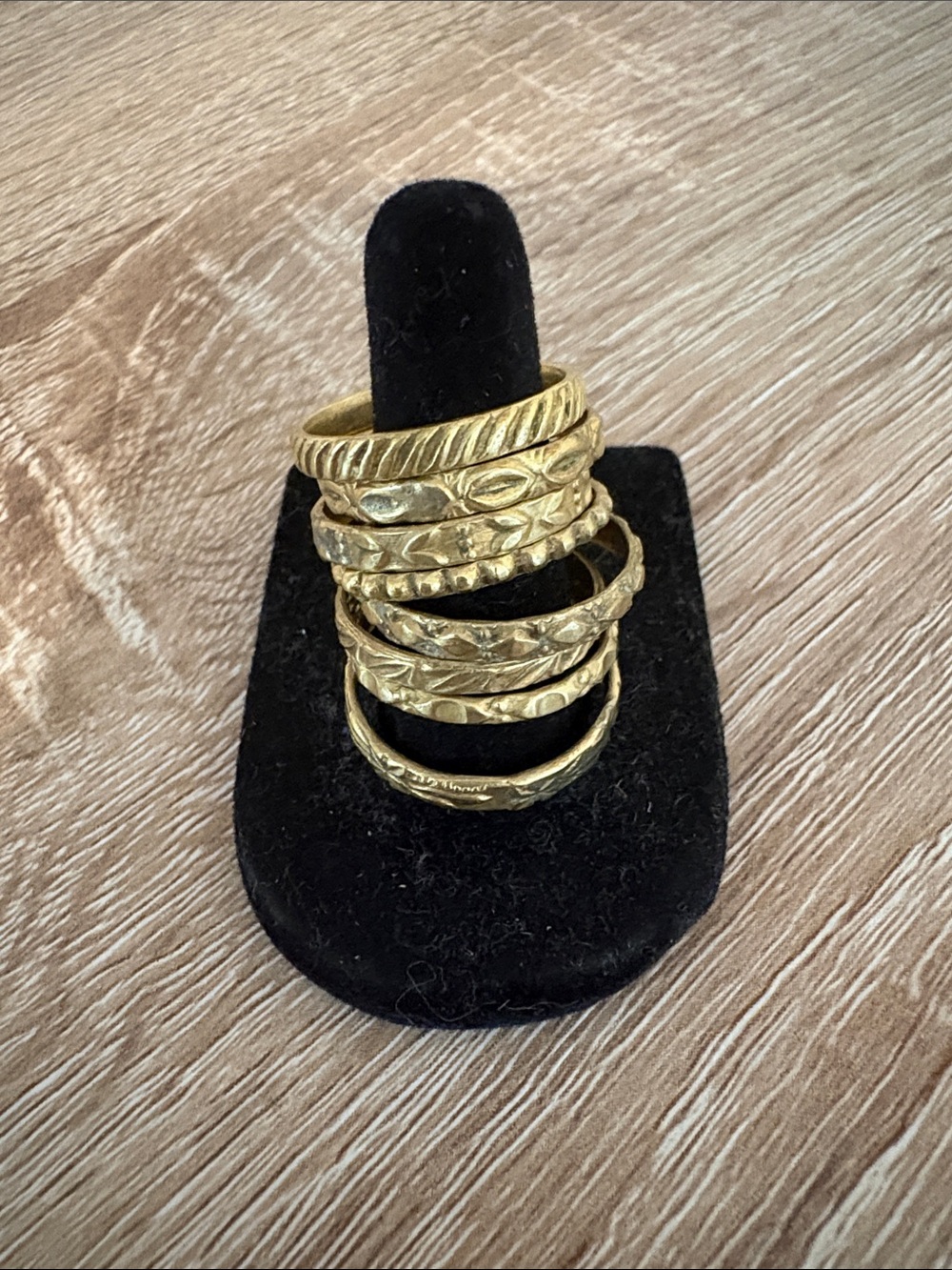 Handmade Solid Brass 8 Stackable Rings set: Fidget Anniversary Ring size 8 - Picture 4 of 5